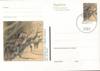 SLOVENIJA 1997 KOCONOGI ČUK ŽIVALI ** Št. 27 ** dopisnica (žigosana)