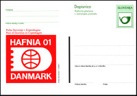 SLOVENIJA 2001 RAZSTAVA HAFNIA DANSKA ** Št. 74 ** dopisnica