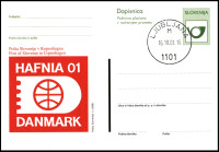 SLOVENIJA 2001 RAZSTAVA HAFNIA DANSKA ** Št. 74 * dopisnica (žigosana)