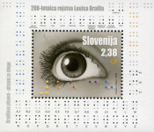 SLOVENIJA 2009 BRAILLE PISAVA ** svetleči papir in lepilo