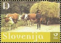 Slovenija 593 lojtrnik prevoz sena krave domače živali ** (max)