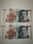 2X 200 TOLARJEV 2004 UNC, NADOMESTNA SERIJA AZ!! ZAPOREDNE ŠTEVILKE