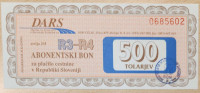 Bon 500 tolarjev, Dars, Slovenija