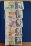Komplet 1000 tolarjev , 100 , 50, 20, 10 tolarjev letnik 1992