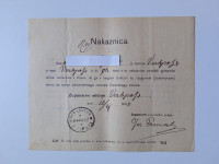 Nakaznica.Županstvo občine Vrhpolje pri Vipavi