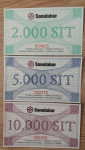 Sanolabor Boni za 2000, 5000, 10000 tolarjev UNC