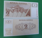 SLOVENIJA 2 tolarja 1990 UNC serija AJ