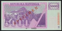 Slovenija BON 5000 enot 1992 - SPECIMEN - UNC