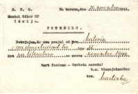 SLOVENIJA partizansko potrdilo Mestni odbor OF IDRIJA  , 20. 11. 1944