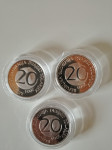 3X 20 TOLARJEV 2004,2005 IN 2006PROOF