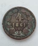 !"Avstroogrska - 4 krajcarji 1861 A