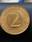 kovanec za 2 tolarja iz leta 1992