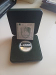 SLOVENIJA srebrnik 2000 SIT 10-ta obletnica tolarja v skatlicin+ cert