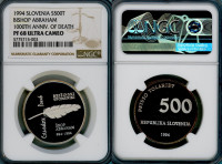 Srebrnik  500 Tolar 1994 Abraham NGC PF 68