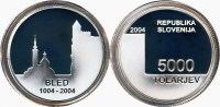 Srebrnik 5000 Tolar 2004 1000. obletnica Bleda Proof