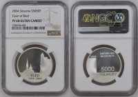 Srebrnik 5000 TOLAR 2004 BLED NGC PF 68