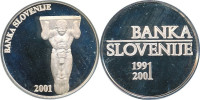 Srebrnik  Medalja 2001 10. obletnica tolarja Proof