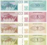 Tolar bankovci 1,2,5,10 1990 pretisk VZOREC BUNC