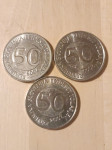 Vsi obtočni kovanci 50 tolarjev letnice 2003 2004 2005