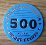 Žeton JVZ Pusher 500 points plav premer 48mm