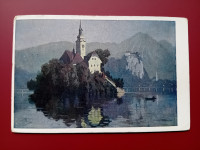 BLED MESEČINA NA JEZERU 1927 STARA RAZGLEDNICA