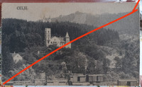 CELJE - ŽELEZNIŠKA POSTAJA Z VAGONI, GRAD, CERKEV, 1920