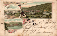 Pozdrav iz Litije litografija Litija 1898 Littai predilnica topilnica