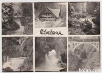 Soteska Vintgar, slap, most, vlak, koča