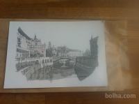 Starejša razglednica Ljubljana - Tromostovje, Brezar, prodam