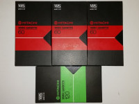 VHS kasete Hitachi, 3x 60 + 1x 120 minut, rabljene (posnete so risanke