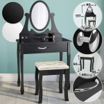 Toaletna mizica s stolčkom in vrtljivim ogledalom