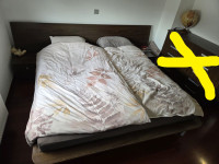 Okvir postelje 180x200, 2 x nočna omarica, 2 x vzmetnica
