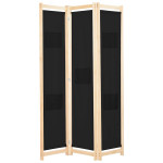 vidaXL Paravan 3-delni 120x170x4 cm črno blago