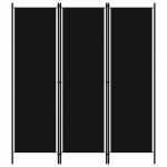 vidaXL Paravan 3-delni črn 150x180 cm