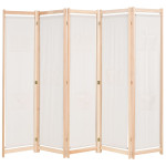 vidaXL Paravan 5-delni blago 200x170x4 cm krem