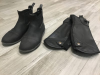 Jahalni čevlji št. 34 in gamaše za 9-10 let