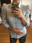 Modra srajca z napihnjenimi rameni H&M 38/40