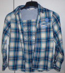 Modra karirasta srajca z dolgimi rokavi H&M št. 140, 8-10 let