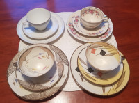 4 x Tridelni zbirateljski porcelan za desert - Vintage