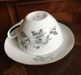 Poljska čajna skodelica s krožnikom - črna vrtnica