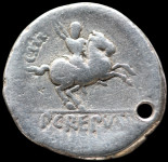 LaZooRo: Rim - AR denarij P. Krepuzija (82 pr. n. št.), Apolon