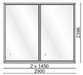 prodam novo dvodelno fiksno okno 2,9m x 2,4m z refleksnim steklom