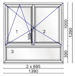 prodam novo dvokrilno okno 1,39m x 1,39m z refleksnim steklom