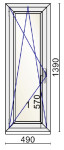 prodam novo enokrilno okno 0,49m x 1,39m mlečno steklo