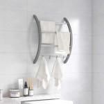 vidaXL Obešalnik za brisače s kavlji srebrn 56x16x72 cm aluminij