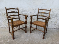 Retro vintage stari stoli pleteni stoli z naslonjalomnza roke