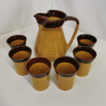 keramični servis KIL; vrč + 6 kozarcev,