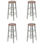 vidaXL Barski stolčki 4 kosi MDF srebrna in rjava