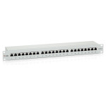 Opremljena patch plošča 24x RJ45 Cat6 19" UTP 1U Premium svetlo siva