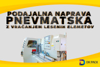 Pnevmatska podajalna naprava z vračanjem lesenih elementov